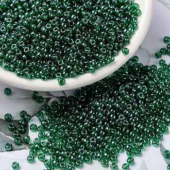 MIYUKI Round Rocailles Beads, Japanese Seed Beads, 8/0, (RR173) Transparent Green Luster, 3mm, Hole: 1mm, about 19000~20500pcs/pound
