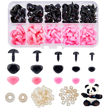 Plastic Doll Nose Sets, with Washers, Craft Safety Nose, for Crochet Toy and Stuffed Animals, Pearl Pink, 6~12.5x8~17x14~19mm