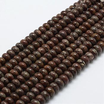 Natural Red Snowflake Obsidian Beads Strands, Rondelle, 6x4mm, Hole: 1mm, about 96~97pcs/strand, 15.3 inch(39cm)