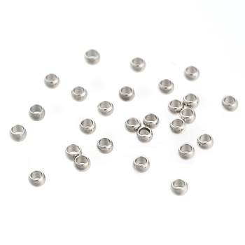 304 Stainless Steel Spacer Beads, Rondelle, Stainless Steel Color, 2.5x1.5mm, Hole: 1.4mm