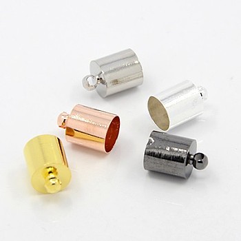 Brass Cord Ends, End Caps, Mixed Color, 13x9mm, Hole: 1mm, Inner Diameter: 8mm