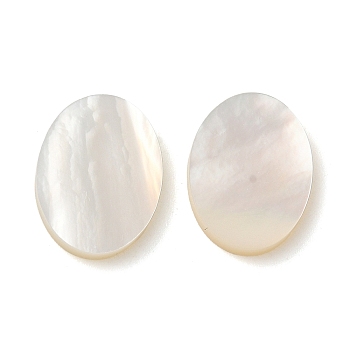 Natural White Shell Cabochons, Flat Oval, WhiteSmoke, 15.5x11.5x2mm