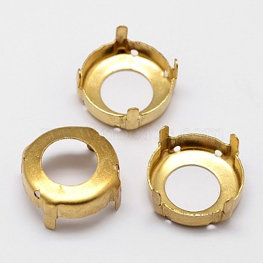 Golden Flat Round Brass Sew on Prong Settings