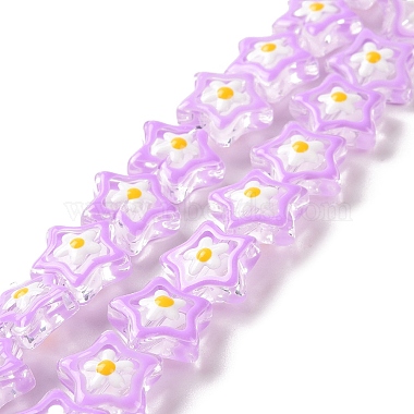 Lilac Star Lampwork Beads
