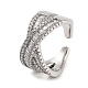 Rack Plating Brass Micro Pave Cubic Zirconia Open Cuff Rings(RJEW-C080-09P)-1