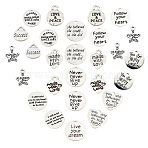72 Pcs 12 Styles Tibetan Style Alloy Pendants, Mixed Shapes, Antique Silver, 6pcs/style(PALLOY-SC0003-31AS)