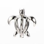 Brass Cage Pendants, Cadmium Free & Nickel Free & Lead Free, Hollow, Turtle, Platinum, 20x18x11mm, Hole: 2mm(KK-R057-02P)