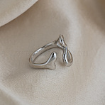 Heart 304 Stainless Steel Cuff Open Rings for Women, Stainless Steel Color, 19mm(RJEW-A106-01P)
