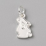 Brass Charms, with Jump Ring, Silver, Rabbit, 15x9x2mm, Hole: 4mm(FIND-WH0159-63S-21)