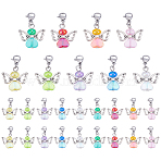 27Pcs 9 Styles Angel Acrylic & Alloy Pendant Decorations, with 304 Stainless Steel Lobster Claw Clasps, Mixed Color, 32mm, 3pcs/style(PALLOY-LP00001)