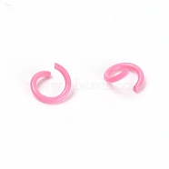 Baking Painted Metal Open Jump Rings, Hot Pink, 8x1.2mm, Inner Diameter: 5.6mm, about 100pcs/bag(FIND-TAC0001-24B)