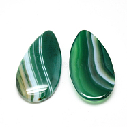 Dyed Natural Strip Agate Cabochons, teardrop, Sea Green, 49x24x8mm(G-Q957-05G)