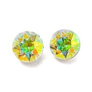 Glass Rhinestone Cabochons, Point Back & Back Plated, Faceted, Diamond, Crystal AB, 8x6mm(RGLA-M017-O02-001ST)