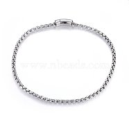 304 Stainless Steel Box Chain Necklaces, with Bayonet Clasps, Stainless Steel Color, 23.62 inch(60cm), 8mm(NJEW-H493-09P)