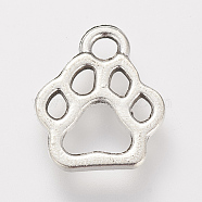 Tibetan Style Alloy Charms, Dog Paw Prints, Cadmium Free & Lead Free, Antique Silver, 13x11x1.5mm, Hole: 2mm(X-TIBE-S306-10AS-RS)