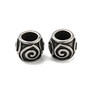 Barrel 304 Stainless Steel European Beads, Large Hole Beads, Antique Silver, 11x9mm, Hole: 6mm(STAS-E214-04AS)