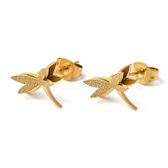 Ion Plating(IP) 304 Stainless Steel 3D Dragonfly Stud Earrings, Golden, 9x11mm(EJEW-M220-01G)