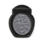Enamel Pins, Electrophoresis Black Plated Alloy Brooch, Word Deadly Night Shade, Poison, Bottle, 31x24x1.5mm(JEWB-I028-01D)