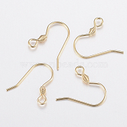 304 Stainless Steel Earring Hooks, Ear Wire, with Horizontal Loop, Real 18k Gold Plated, 17x18x2.4mm, Hole: 1.8mm, 21 Gauge, Pin: 0.7mm(A-STAS-H436-04)