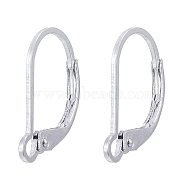 925 Sterling Silver Leverback Earring Findings, wit Loop, Silver, 17x10x2mm, Hole: 1.8mm, Pin: 0.5x0.6mm(STER-I017-088S)
