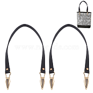 PU Leather Handbag Straps, with Alloy Suspension Clasps, for Rattan Bag Accessories, Black, 63.5x1.85cm, Clasp: 75x28.5x6.5mm(FIND-WH0005-26LG)