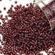 TOHO Round Seed Beads, Japanese Seed Beads, (2113) Silver Lined Milky Pomegranate, 11/0, 2.2mm, Hole: 0.8mm, about 1103pcs/10g(X-SEED-TR11-2113)