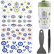 4Pcs 4 Styles UV Transfer Sticker for Glass Cup, Decorative Decals for Drinking Glasses, with Plastic Scrapers & Anti-Static Beading Tweezers, Evil Eye, 110x230mm, 1pc/style(DIY-CN0003-02B)