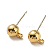 Brass Stud Earring Findings, with 925 Silver Pin, Long-Lasting Plated, Cadmium Free & Lead Free, Real 18K Gold Plated, 7x5mm, Hole: 1.2mm, Pin: 0.6mm(FIND-R144-13C-G18)