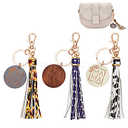 WADORN 3Pcs 3 Colors PU Leather Tassel Big Pendant Decorations with Wooden Mama Charm, for Handbag Backpack Car Key Decoration, Mixed Color, 135~145mm, 1pc/color(HJEW-WR0001-03)