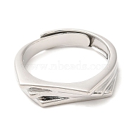 Rack Plating Brass Adjustable Ring, for Women, Lead Free & Cadmium Free, Long-Lasting Plated, Platinum, 3.5~4.5mm, Inner Diameter: 18mm(RJEW-Q770-27P)