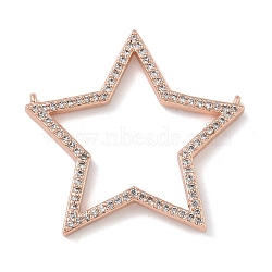 Rack Plating Brass Micro Pave Cubic Zirconia Connector Charms, Long-Lasting Plated, Lead Free & Cadmium Free, Star, Rose Gold, 30x33x2.5mm, Hole: 0.8mm(KK-G515-42RG-01)