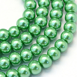 Baking Painted Glass Pearl Bead Strands, Pearlized, Round, Medium Sea Green, 3~4mm, Hole: 0.5mm, about 195pcs/strand, 23.6 inch(HY-Q003-3mm-69)
