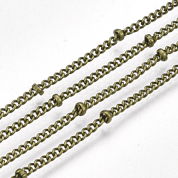 Brass Curb Chains, Satellite Chains, Soldered, Antique Bronze, 2x1.5x0.4mm(X-CHC-S006-01A)