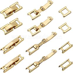 20 Sets 2 Styles Eco-Friendly Brass Watch Band Clasps, Long-Lasting Plated, Lead Free & Cadmium Free, Real 24K Gold Plated, 15~16x3.5~6.5x4mm, 10 sets/style(KK-FH0004-01)