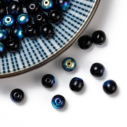 Czech Glass Beads, Round, Black, 6mm, Hole: 0.8mm, about 360pcs/bag(GLAA-F101-D16)
