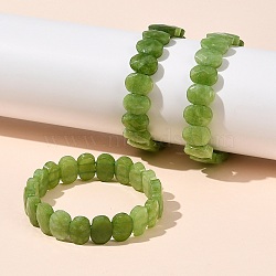 Oval Natural Malaysia Jade Beaded Stretch Bracelets, Yellow Green, Inner Diameter: 2-3/8 inch(6cm)(G-P589-02A-06)