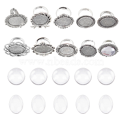 DIY Finger Ring Making Kit, Including Iron Adjustable Ring Components Settings, Glass Cabochons, Antique Silver, 18Pcs/bag(DIY-SC0019-84)