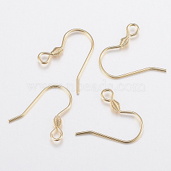 304 Stainless Steel Earring Hooks, Ear Wire, with Horizontal Loop, Real 18k Gold Plated, 17x18x2.4mm, Hole: 1.8mm, 21 Gauge, Pin: 0.7mm(A-STAS-H436-04)