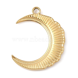 304 Stainless Steel Pendants, Moon Charms, PVD Vacuum Plating, Real 18K Gold Plated, 23x18x1.5mm, Hole: 1.6mm(STAS-P380-43G)