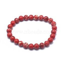 Synthetic Regalite Bead Stretch Bracelets, Round, Dyed, Red, Inner Diameter: 2 inch~2-3/8 inch(5~6cm), Bead: 5.8~6.8mm(BJEW-K212-A-026-1)