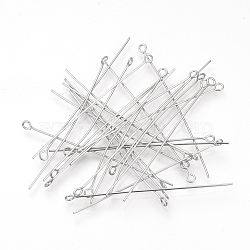 Tarnish Resistant 304 Stainless Steel Eye Pin, Stainless Steel Color, 20mm, Pin: 0.7mm, Hole: 2mm(STAS-Q218-03A)