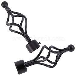 Iron Wavy Cage Curtain Rod Finials, with Screws, Curtain Rod Tip Ornament, Black, 155x57x57mm, Hole: 28.5mm(FIND-WH0127-11B-01)