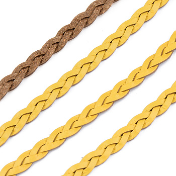 Braided PU Leather Cords, for Bracelet Necklace Jewelry Making, Gold, 5x2mm, about 54.68 yards(50m)/bundle