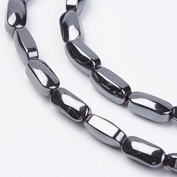 Non-magnetic Synthetic Hematite Beads Strands, Elongated Oval, 6.5x3x3mm, Hole: 0.5mm, about 64pcs/strand, 15.74 inch