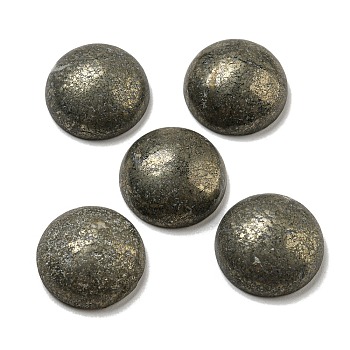 Natural Pyrite Cabochons, Flat Round, 20~21.5x6~8mm