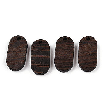 Natural Wenge Wood Pendants, Undyed, Oval Charms, Coconut Brown, 20.5x10.5x3.5mm, Hole: 2mm