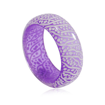 Luminous Glow in the Dark Resin Simple Finger Ring, Violet, US Size 8(18.1mm)