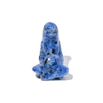 Natural Blue Aventurine Sculpture Display Decorations, for Home Office Desk, Goddess Gaia, 37mm