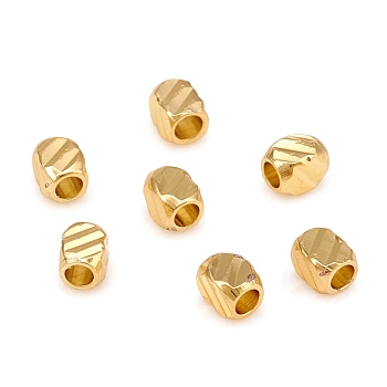 Brass Spacer Beads, Long-Lasting Plated, Textured, Rondelle, Golden, 3x2.5x2.5mm, Hole: 1.6mm