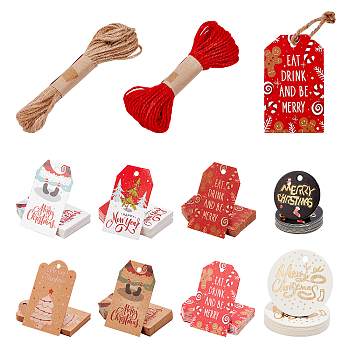 ARRICRAFT DIY Packaging Kit, Including Paper Gift Tags & Jute Cord, For Christmas, Mixed Color, 30x0.3mm, Hole: 3mm